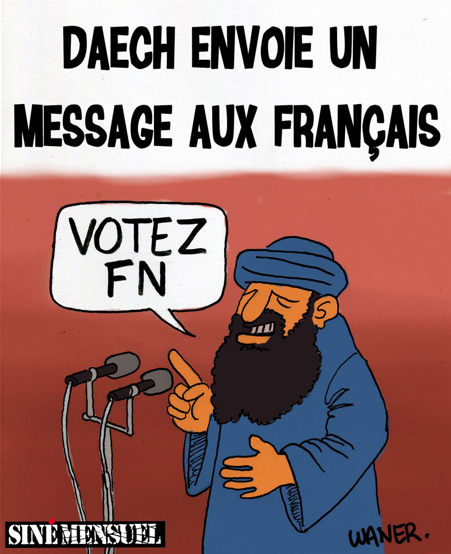 Dessin waner daesh message fn